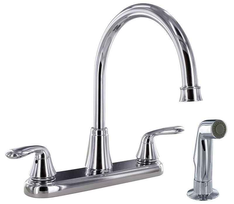 8-Inch Gooseneck Kitchen Faucet – Dual Lever, Chrome Finish, Stainless Steel