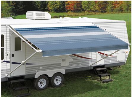 Carefree Fiesta RV Patio Awning – 18' x 8' Manual/Electric, Black/Gray - 86188D8D - Used RV Parts