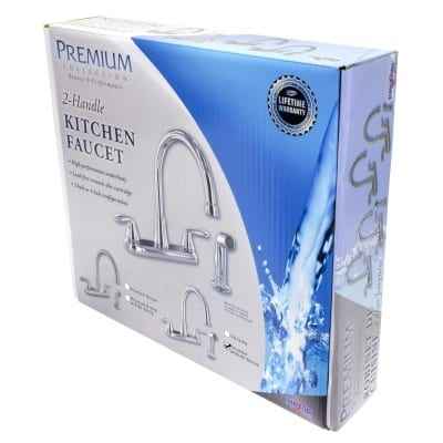 8-Inch Gooseneck Kitchen Faucet – Dual Lever, Chrome Finish, Stainless Steel