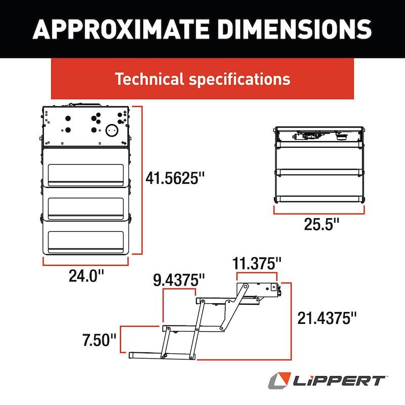Kwikee Series 25 Triple Electric RV Step 365837 – 24" Wide, 300 lb Capacity - Used RV Parts