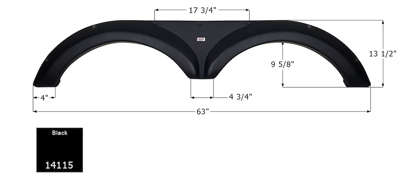 RV Fender Skirt – Tandem Axle 63" x 13-1/2" Black | ICON 14115