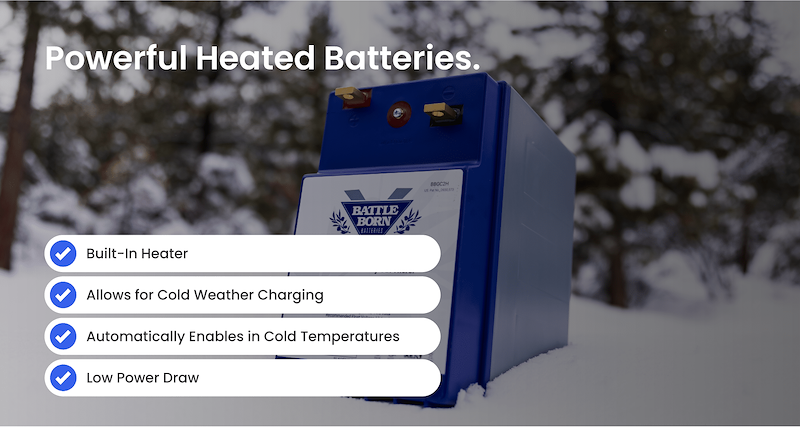 Battle Born Lithium Deep Cycle Battery BBGC2H Group GC2 12V 100Ah Heated RV