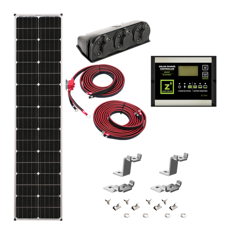 Zamp Solar KIT1007 90W Deluxe RV Solar Kit – Airstream Mounting Feet, 30A Controller