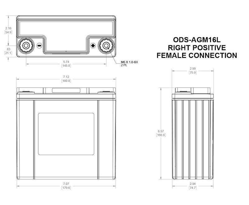 AGM Powersports Battery Odyssey Group 16 16Ah 170CCA ODS-AGM16L
