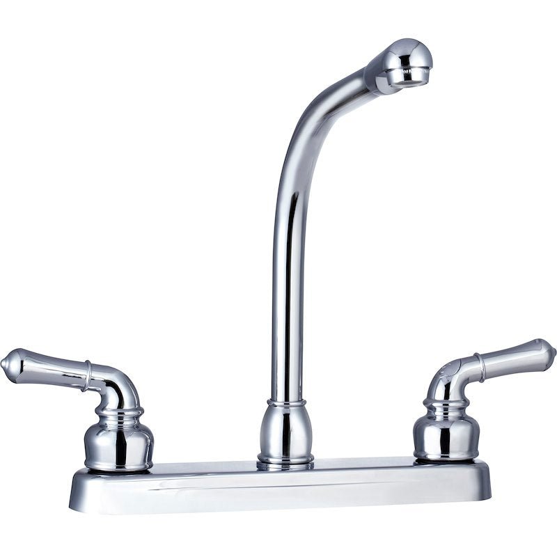 RV Kitchen Faucet – 10" Hi-Rise Spout, 8" Deck Mount, Chrome
