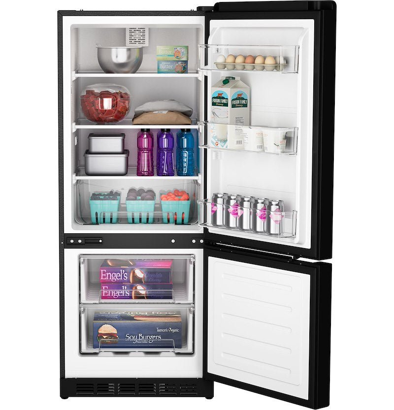 Refrigerador GE Profile de 12 V para vehículos recreativos, 10 pies cúbicos, congelador inferior, acero inoxidable, Turbo Cool