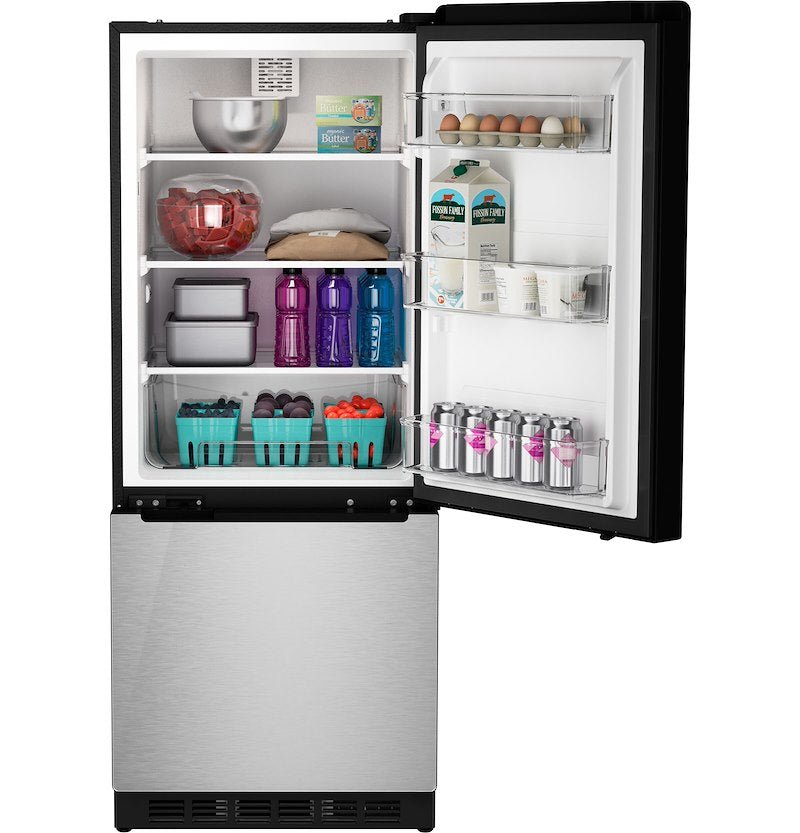 Refrigerador GE Profile de 12 V para vehículos recreativos, 10 pies cúbicos, congelador inferior, acero inoxidable, Turbo Cool