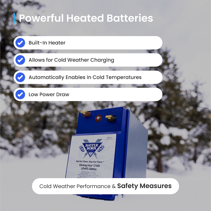 Battle Born Lithium Deep Cycle Battery BBGC2H Group GC2 12V 100Ah Heated RV