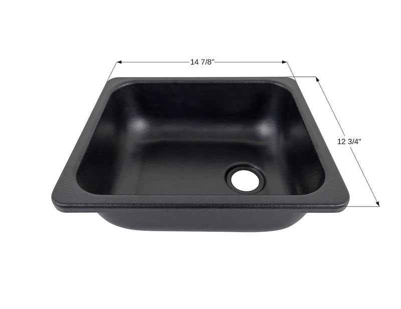 RV Sink – Single Bowl Rectangular (Black) – Part # 15342 / Model SR1315