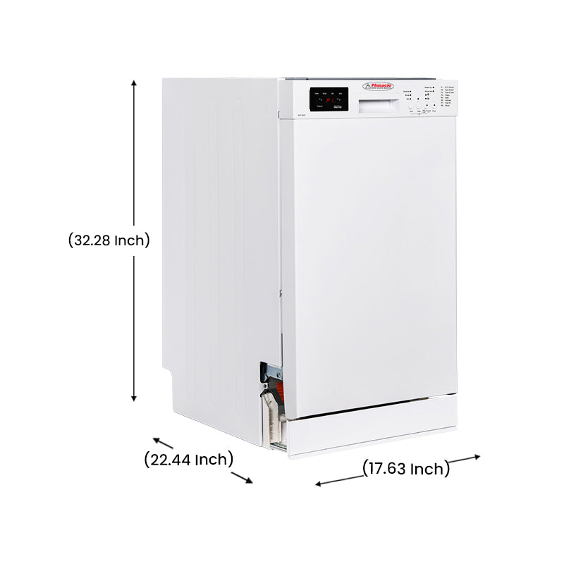 Pinnacle Built-In RV Dishwasher – 10 Place Settings, 8 Wash Cycles, White