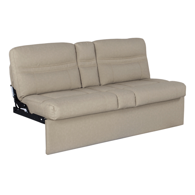 62" Jackknife RV Sofa – Altoona Beige – 2-Seater with Fold-Down Center & Cupholders