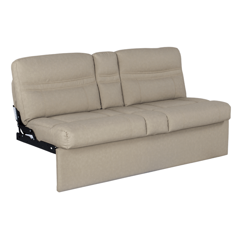 62" Jackknife RV Sofa – Altoona Beige – 2-Seater with Fold-Down Center & Cupholders