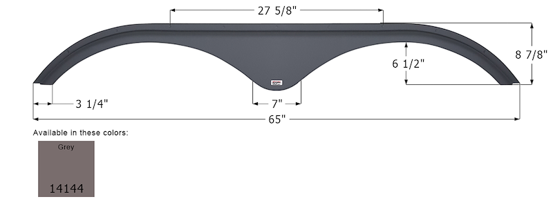 RV Fender Skirt – Tandem Axle 65" x 8-7/8" Gray | ICON 14144