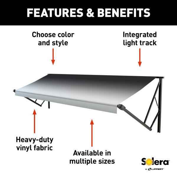 Solera 19' RV Patio Awning Fabric Roller Assembly – Black Fade Vinyl | 8' Extension