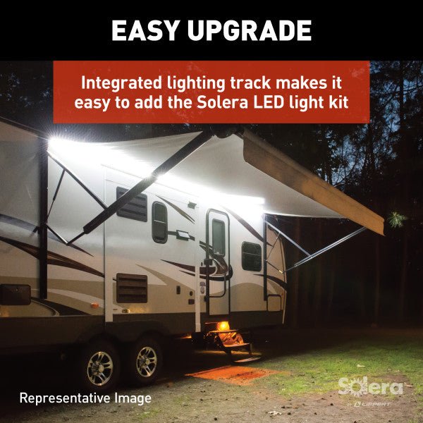 Solera 18' RV Patio Awning Fabric Roller Assembly – Black Fade Vinyl | 8' Extension - Used RV Parts