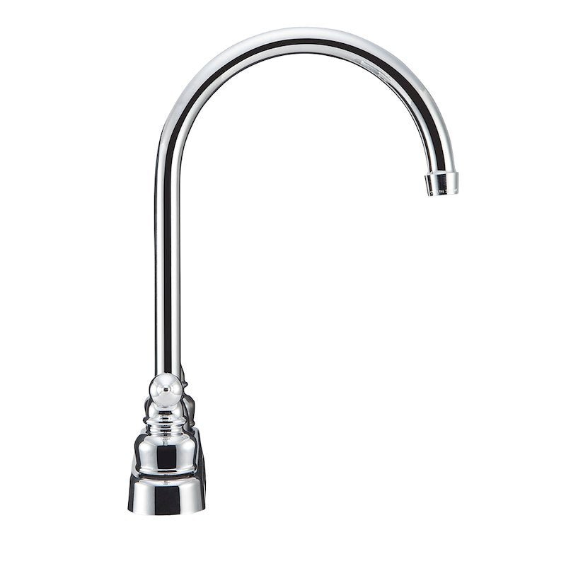 Kitchen Faucet – 12" J-Spout, 8" Deck Mount, Dual Teapot Handles, Chrome - Used RV Parts