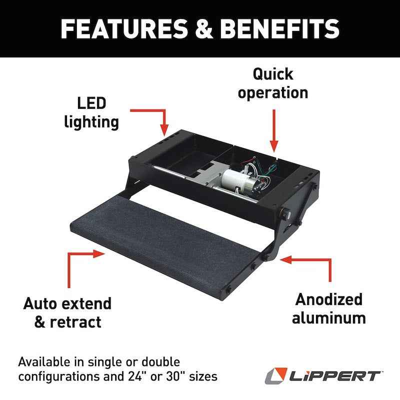 Single Electric Power RV Entry Step – Part # 353542 Lippert