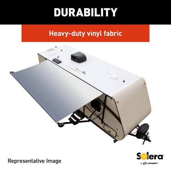 Solera 16' RV Patio Awning Fabric Roller Assembly – Black Fade Vinyl | 8' Extension - Used RV Parts