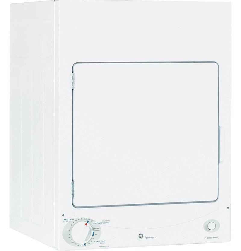 GE Spacemaker 3.6 Cu. Ft. Compact Vented Dryer – 120V, DSKS333ECWW