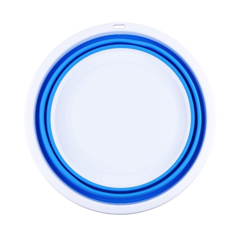 Collapsible RV Sink – 9L, White/Blue, Food-Safe, Portable Basin - Used RV Parts