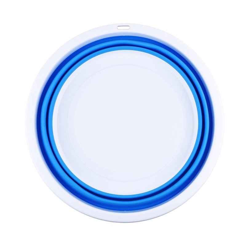 Collapsible RV Sink – 9L, White/Blue, Food-Safe, Portable Basin