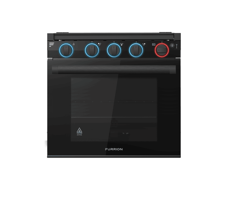 Furrion 3-Burner Black Range with Black Glass Door and LED Knobs - Used RV Parts
