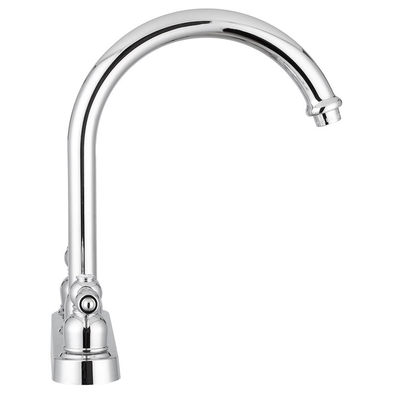 Kitchen Faucet – 11.5" High-Rise Spout, 8" Deck Mount, Dual Teapot Handles, Chrome - Used RV Parts