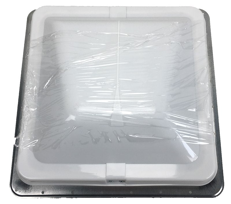 Heng's Manual Roof Vent – 14" x 14", White Lid, Galvanized Metal Base, No Fan - Used RV Parts