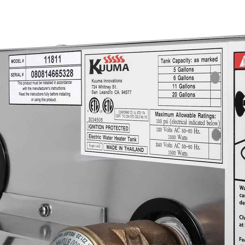 Kuuma 11811 6-Gallon Electric Marine Hot Water Heater – 1500W