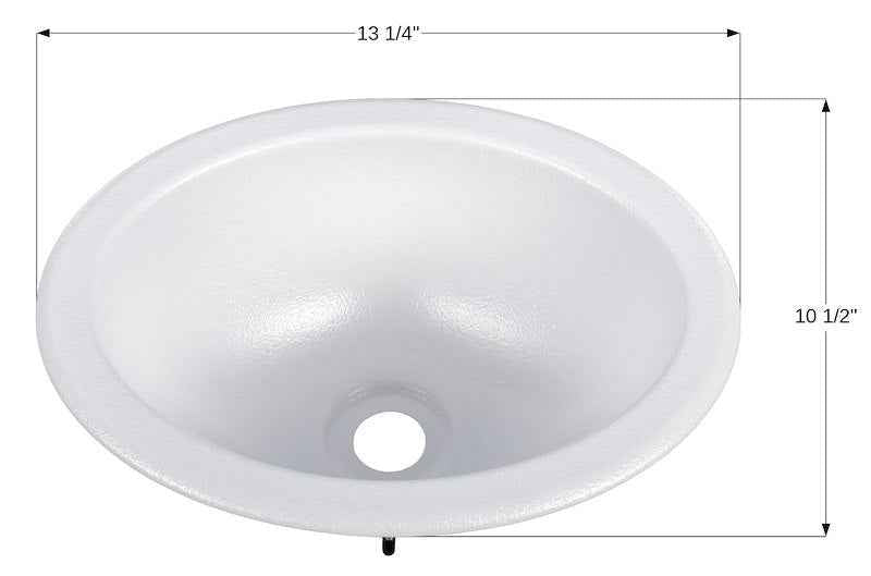 Oval Single Bowl Sink - 13.25" x 10.5" - Polar White ABS Plastic