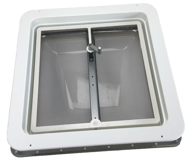 Heng's Manual Roof Vent – 14" x 14", White Lid, Galvanized Metal Base, No Fan - Used RV Parts