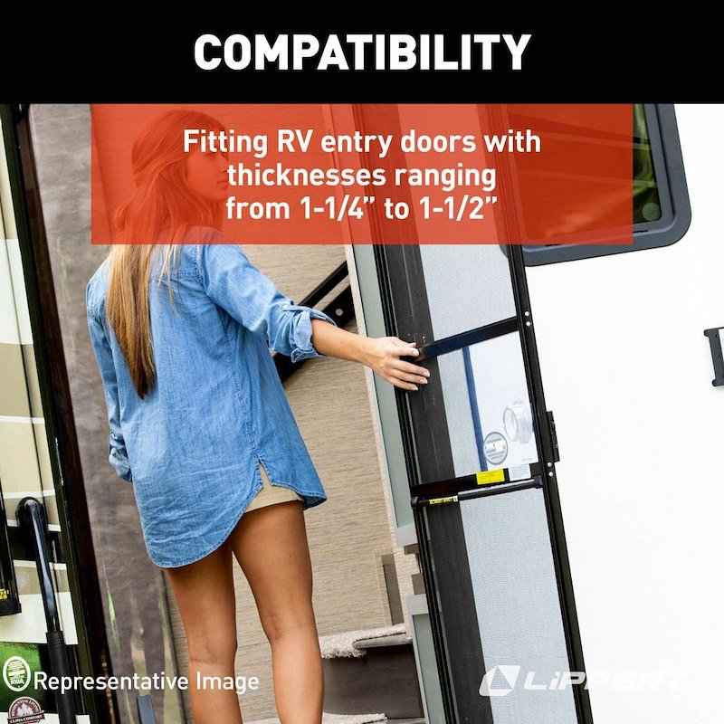 RV Entry Door Lock Latch -Lippert 2020102689 – Black Aluminum with Deadbolt