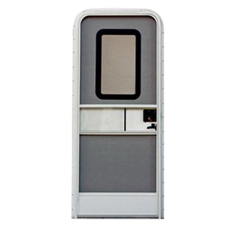 24" x 68" Radius RV Entry Door – Right Hinge, White with Window & Screen Door