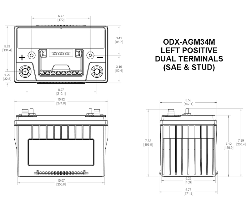 Odyssey AGM Deep Cycle Battery ODX-AGM34M Group 34M 12V 880 CCA Marine