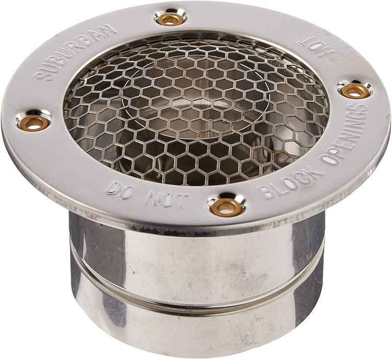 Suburban 2" Round Wall Vent – Silver | For RV Water Heaters | 1–2" Wall Thickness