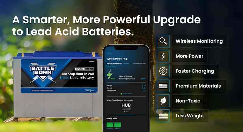 12V Group 31 Lithium Deep Cycle RV Battery 100Ah Smart LiFePO4 – BB10012I