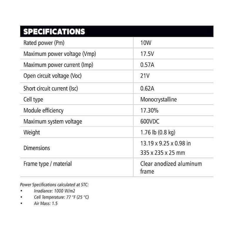 Go Power Eco 10W Solar Battery Trickle Charger GP-ECO-10 – 12V Rigid Panel Kit