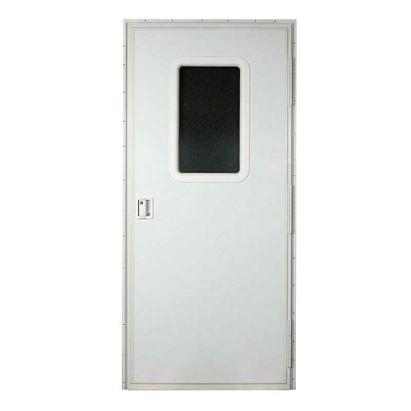 24" x 72" Square RV Entry Door – Right Hinge, Polar White with Window & Screen Door