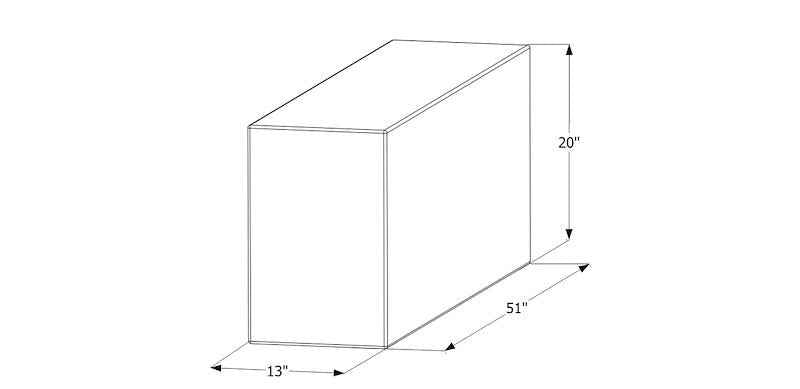 54 Gallon Fresh Water Tank - 51" x 13" x 20", Includes Corner & Fill Fittings