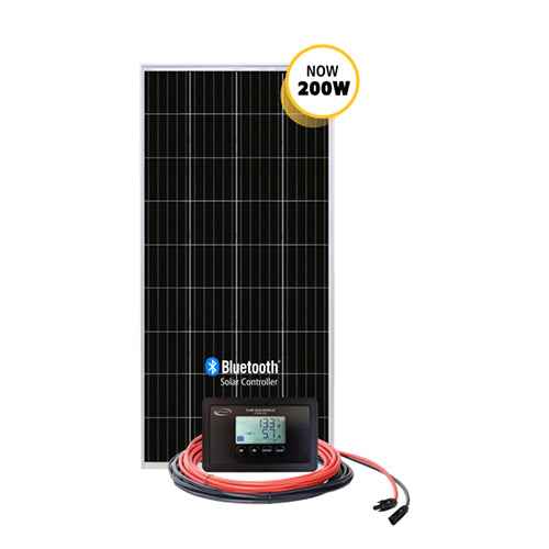 200 Watt Solar Charging Kit – Monocrystalline, 30 Amp PWM Controller with Bluetooth