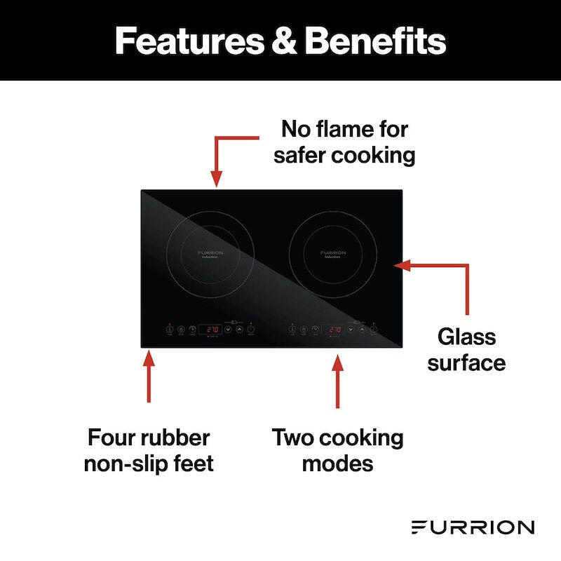 Furrion 2-Burner Induction Cooktop with Touch Control and Black Glass Top