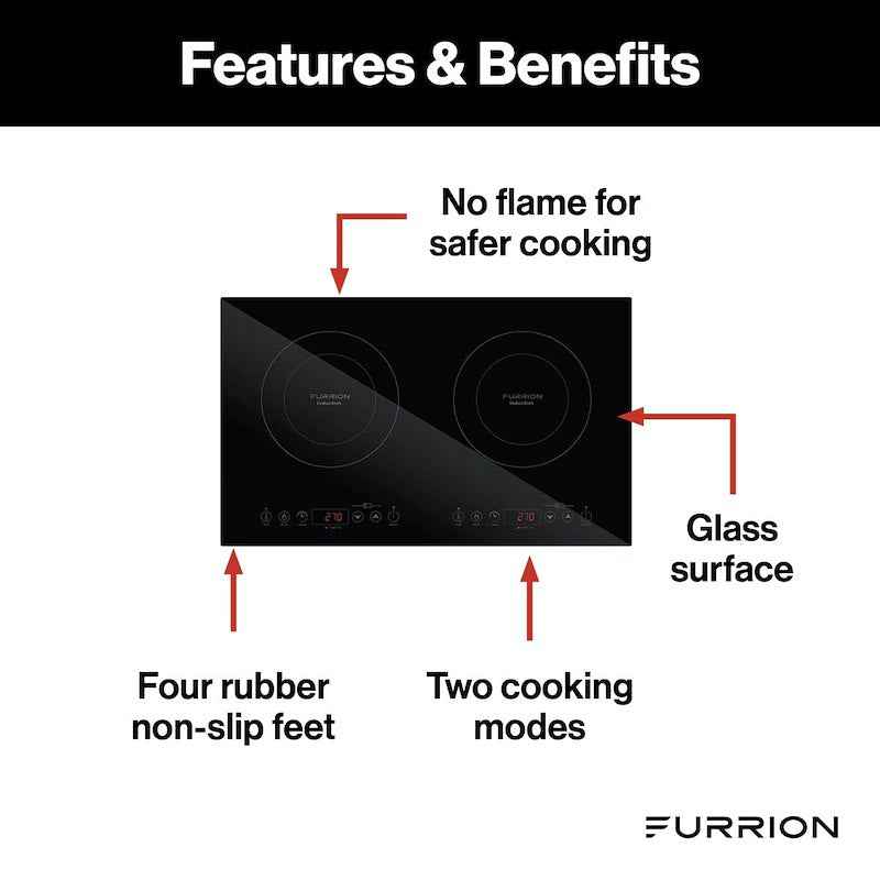 Furrion 2-Burner Induction Cooktop with Touch Control and Black Glass Top