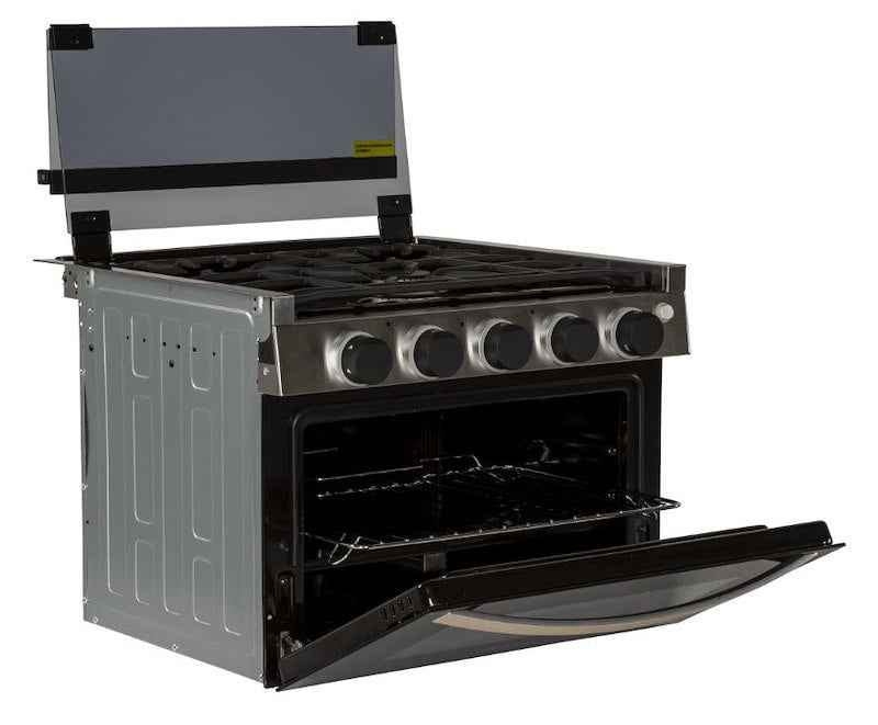 Furrion Greystone 3-Burner Propane RV Range with Built-In Oven – Black