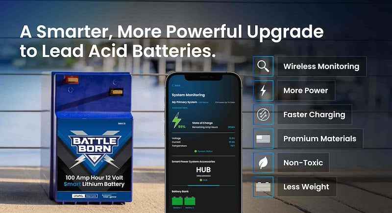 12V GC2 Lithium Deep Cycle RV Battery 100Ah Smart LiFePO4 – Battle Born BBGC2I