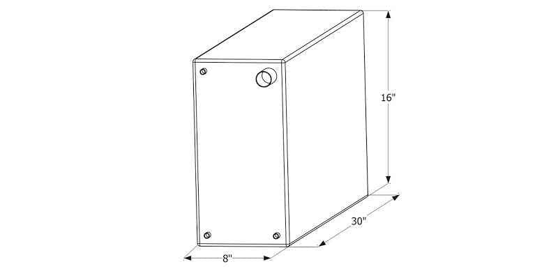 15 Gallon Fresh Water Tank - White - 30" (W) x 8" (L) x 16" (H)