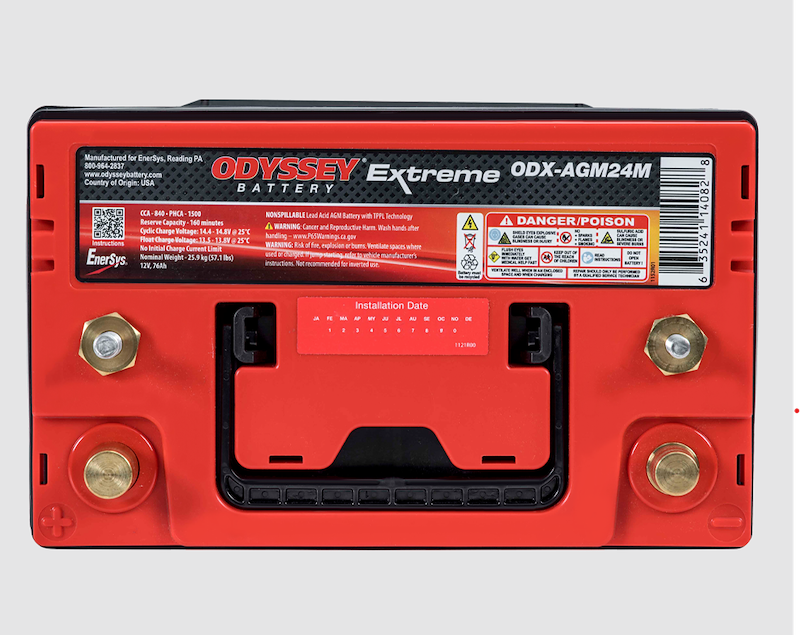 Odyssey AGM Starting Battery ODX-AGM24M Group 24 12V 840 CCA Marine