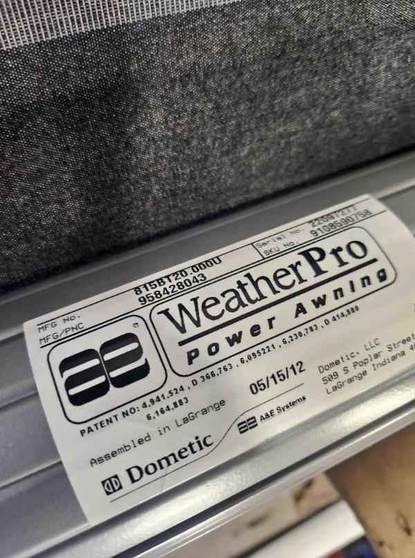 New 20ft Dometic A & E Power Awning Weatherpro