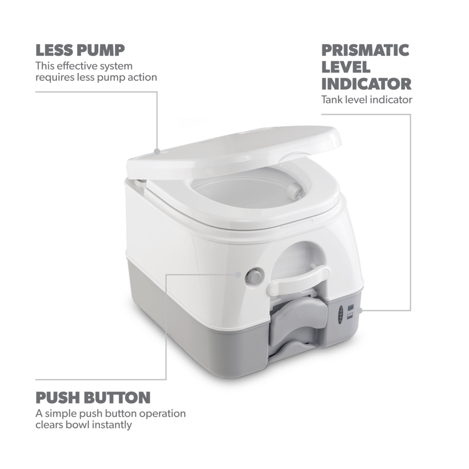 Dometic SaniPottie 972 Portable Toilet - 2.6 Gallon Waste Tank, Gray