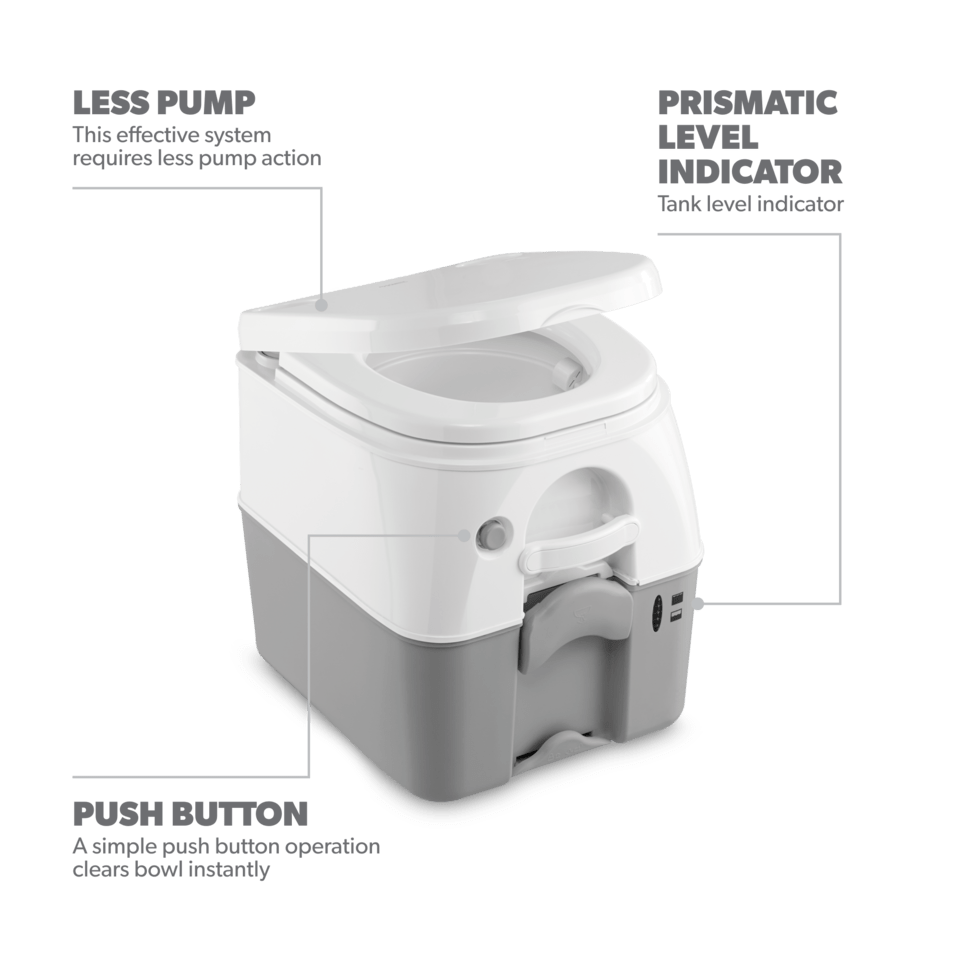 Dometic SaniPottie 976 Portable Toilet - 5 Gallon Waste Tank, Gray