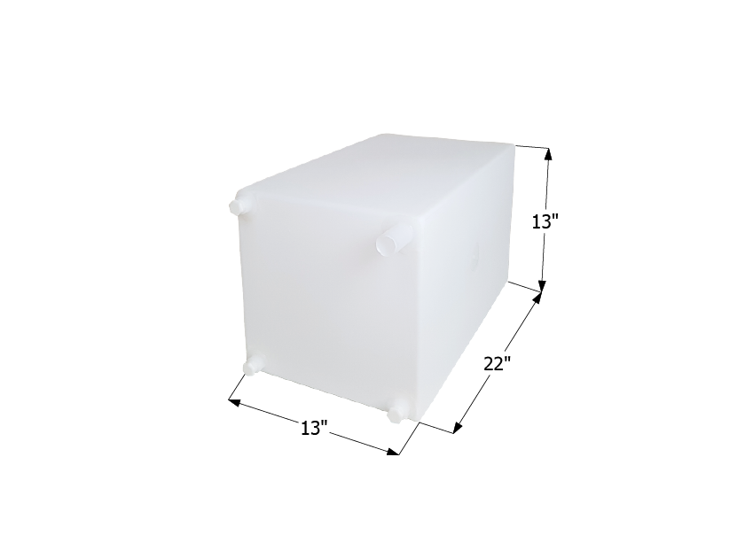 15 Gallon Fresh Water Tank - Rectangular, 22" x 13" x 13", No Fittings